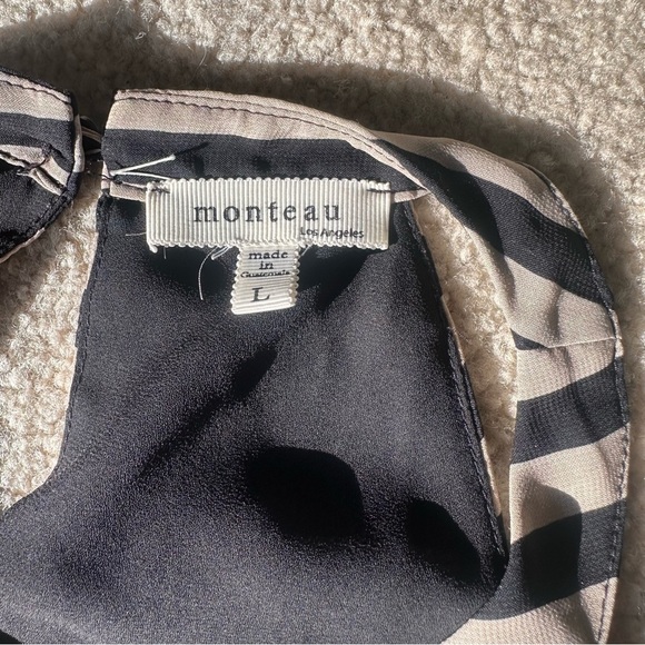 Women’s Black & Taupe Striped High Neck Halter Blouse – Chic Workwear & Casual - Picture 7 of 8